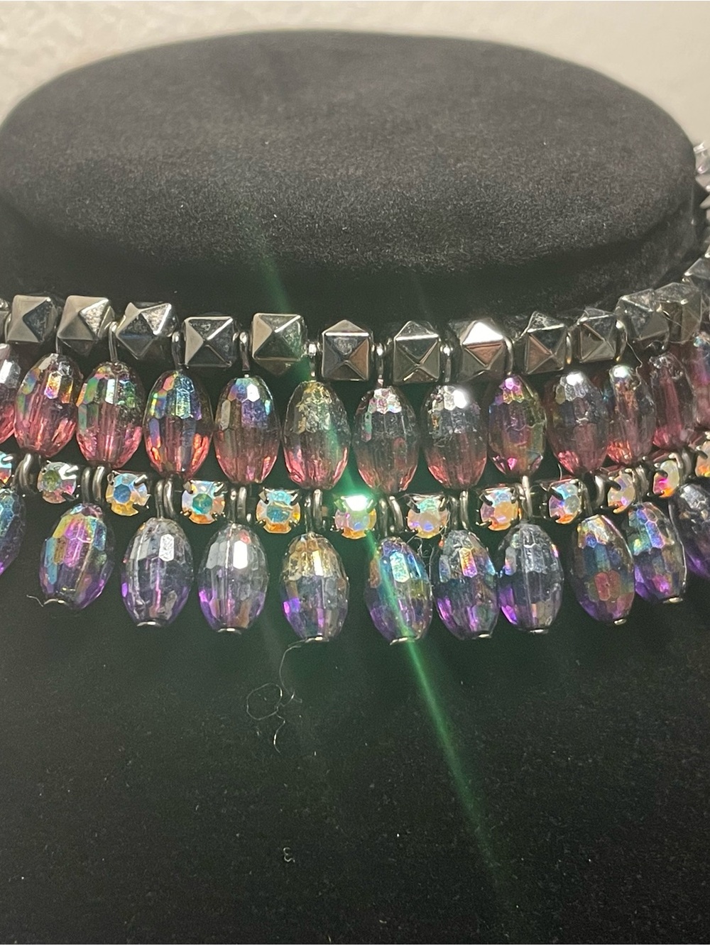 Multicolor Iridescent Beaded Statement Choker Necklace